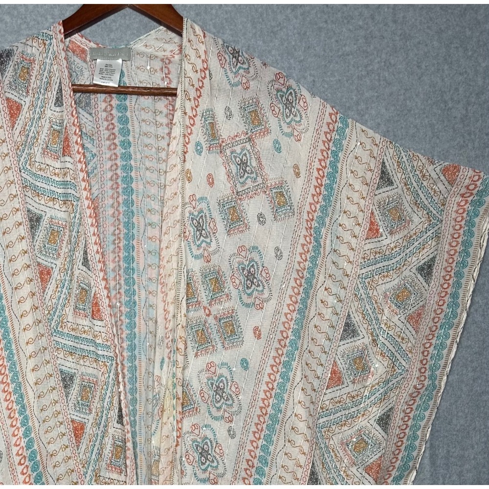 Lola Star Diva Bohemian Kimono Cardigan One‎ Size Fringe Tribal Geometric Print